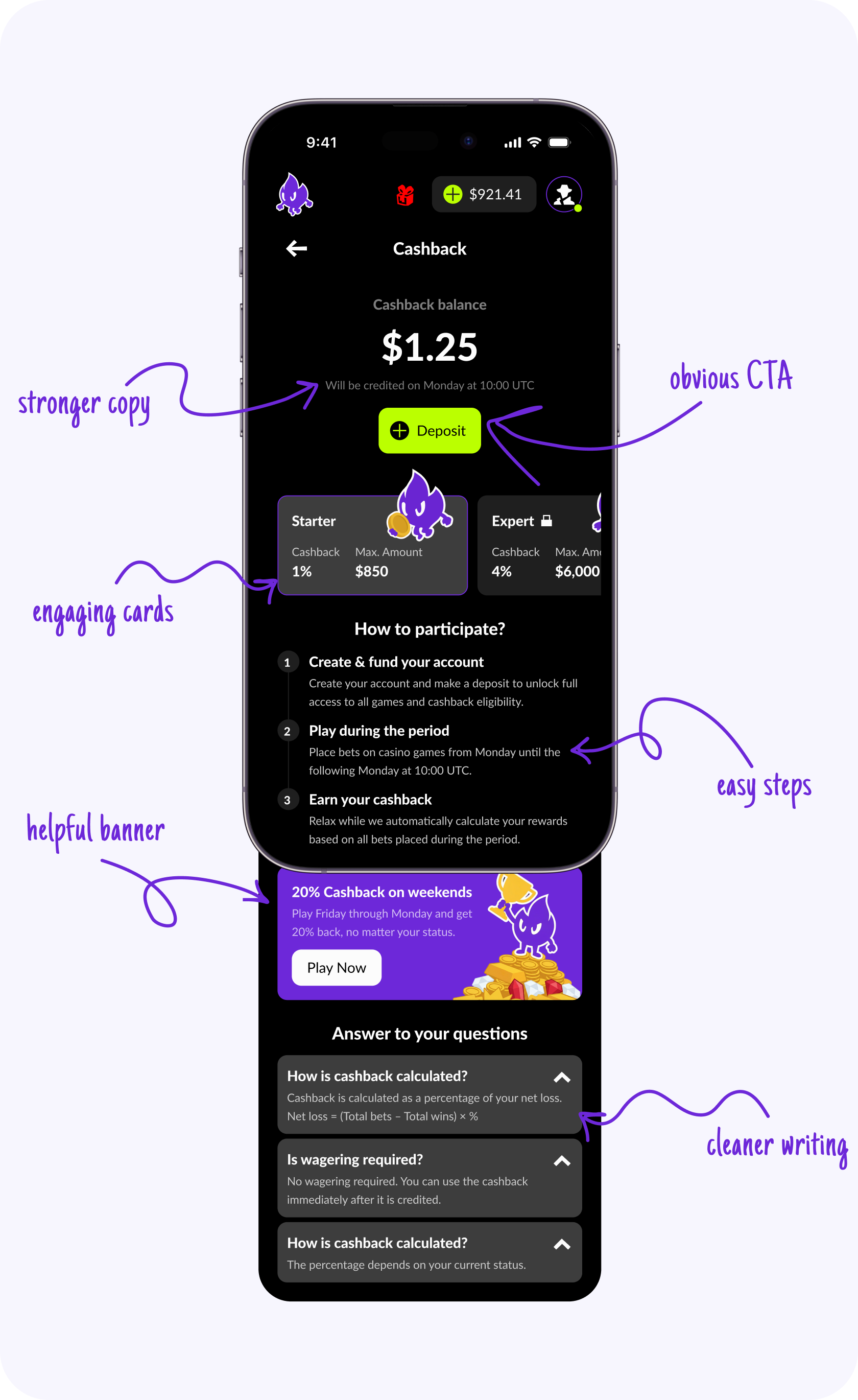 Final redesigned screen